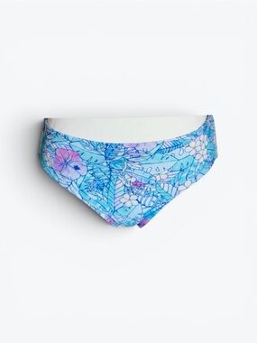 Women’s Blue Floral Cheeky Bikini Bottoms (Super Soft) - XS, New (Never Worn)